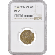 Portugal 50 Centavos 1926, NGC MS64, "Portugiesische Republik (1910 - 1969)"