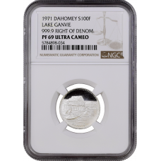 Republic of Dahomey (Benin) 100 francs 1971, NGC PF69 UC, "10th Anniversary of Independence - Ganvié" Top Pop