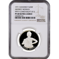 Republic of Dahomey (Benin) 200 francs 1971, NGC PF68 UC, "Abomey Woman"