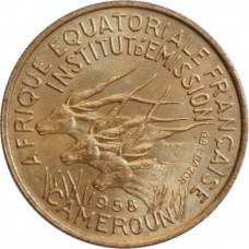 French Equatorial Africa 25 francs 1958, BU, "French colony (1942 - 1958)"