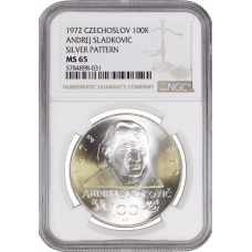 Czechoslovakia 100 korun 1972, NGC MS65 PATTERN, "Andrej Sladkovic"