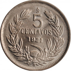 Chile 5 centavos 1922 So, UNC, "Republic of Chile (1899 - 1959)"