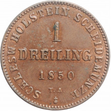 Schleswig-Holstein 1 dreiling 1850, UNC, "Provisional Government (1850 - 1851)"