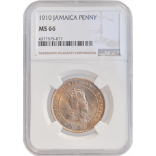 Jamaica 1 penny 1910, NGC MS66, "King Edward VII (1902 - 1910)"