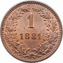 Австрия 1 крейцер 1881 г., NGC MS64 RB, "Император Франц Иосиф (1848 - 1916)"