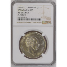 Bavaria 1/2 thaler ND (1808 - 1837), NGC AU Det., "Maximilian I (1806 - 1825)"