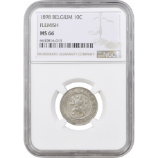 Belgien 10 Centime 1898 DER, NGC MS66, "König Leopold II (1865 - 1909)"