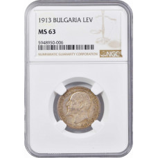 Bulgaria 1 lev 1913, NGC MS63, "Tsar Ferdinand I (1908 - 1918)"