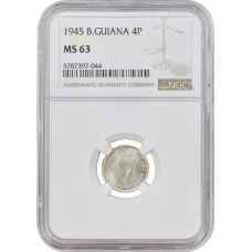 British Guiana 4 pence 1945, NGC MS63, "King George VI (1937 - 1945)"