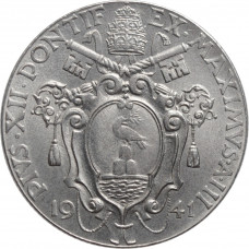 Vatican City 1 lira 1941, BU, "Pope Pius XII (1939 - 1958)"