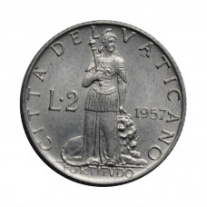 Vatikanstadt 2 Lire 1957, BU, "Papst Pius XII (1939 - 1958)"