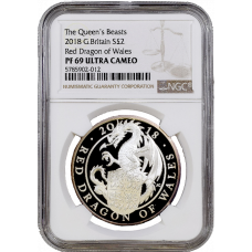 Great Britain 2 pounds 2018, NGC PF69 UC, "The Queen's Beasts - Red Dragon"