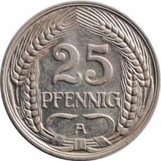 Germany 25 pfennig 1912 A, XF, "German Empire (1871 - 1922)"