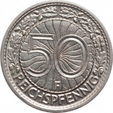 Germany 50 reichspfennig 1931 F, UNC, "Weimar Republic (Reichsmark) (1924-1938)"