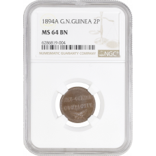 German New Guinea 2 pfennig 1894, NGC MS64 BN, "German colony (1885 - 1915)"