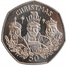 Gibraltar 50 pence 1988, UNC, "Christmas"