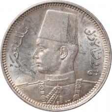 Egypt 2 piastres 1937, AU, "King Farouk (1936 - 1952)"