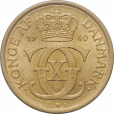 Denmark 1/2 krone 1940 N, UNC, "King Christian X (1912 - 1947)"