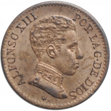 Spain 1 centimo 1906 SLV, UNC, "King Alfonso XIII (1886 - 1931)"