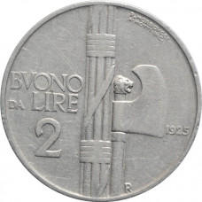 Italy 2 lire 1925, XF, "King Vittorio Emanuele III (1900 - 1946)"