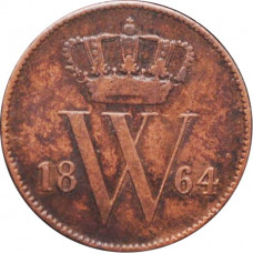 Niederlande 1 Cent 1864, XF, "König Wilhelm III (1849 - 1890)"