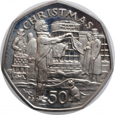 Isle of Man 50 pence 1992 BB, PROOF, "Christmas"