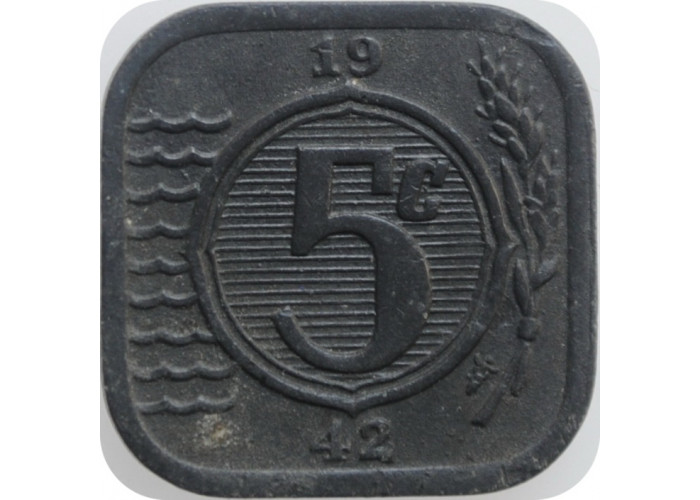 Niederlande 5 Cent 1942, AU, "Königin Wilhelmina (1890 - 1948)"