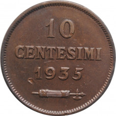 San Marino 10 centesimi 1935 R, XF, "Republic of San Marino (1864 - 1938)"