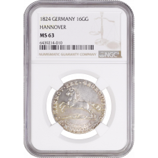 Hannover 16 groschen 1824, NGC MS63, "King George IV (1820 - 1830)"