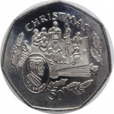 Isle of Man 50 pence 1997, UNC, "Christmas"