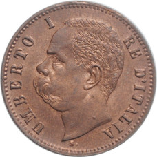 Italy 2 centesimi 1897, UNC, "King Umberto I (1878 - 1900)"