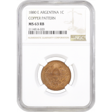 Argentina 1 centavo 1880, NGC MS63 RB PATTERN, "Argentine Peso (1881 - 1969)"