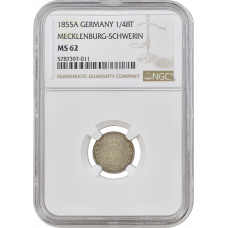 Mecklenburg-Schwerin 1/48 thaler 1855, NGC MS62, "Francis II (1842 - 1883)"