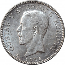 Sweden 1 krona 1925 W, UNC, "King Gustaf V (1908 - 1950)"