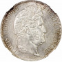 Франция 5 франков 1843 г. W, NGC MS62+, "Король Луи Филипп I (1830 - 1848)"