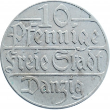 Danzig 10 pfennig 1923, AU, "Free City of Danzig (1923 - 1939)"