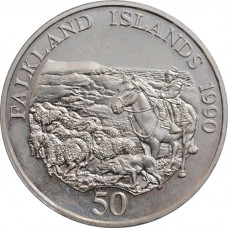 Falkland Islands 50 pence 1990, BU, "Children's Fund"