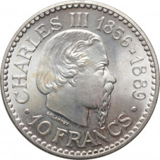 Monaco 10 francs 1966, BU, "110th Anniversary - Accession of Prince Charles III"