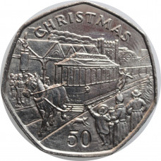 Isle of Man 50 pence 1986 AA, AU, "Christmas"