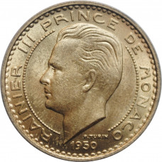 Monaco 50 francs 1950, BU, "Prince Rainier III (1949 - 2005)"