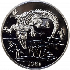 Jamaica 10 dollars 1981, PROOF, "Crocodile"