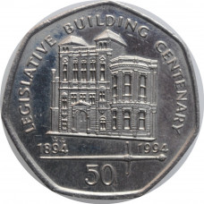 Isle of Man 50 pence 1994, AU, "100th Anniversary - Legislative Building"