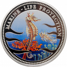 Palau 5 dollars 1995, PROOF, "Marine Life Protection - Sea Horse" Box/COA