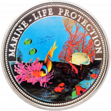 Palau 5 dollars 1994, PROOF, "Marine Life Protection" Box/COA