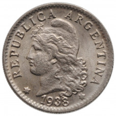 Argentina 5 centavos 1938, BU, "Argentine Peso (1881 - 1969)"