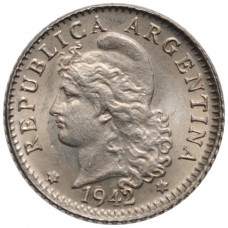 Argentina 5 centavos 1942, BU, "Argentine Peso (1881 - 1969)"