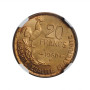 Франция 20 франков 1950 г. B, NGC MS66, "Четвертая Республика (1944 - 1959)" РЕДКАЯ
