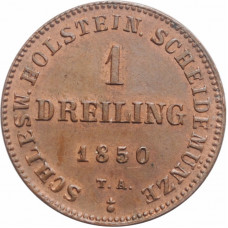 Schleswig-Holstein 1 dreiling 1850, UNC, "Provisional Government (1850 - 1851)"