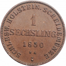 Schleswig-Holstein 1 sechsling 1850, UNC, "Provisional Government (1850 - 1851)"