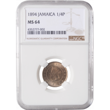 Jamaica 1 farthing 1894, NGC MS64, "Queen Victoria (1869 - 1901)"